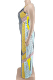 Green Casual Print Pocket Patchwork Spaghetti Strap Plus Size Jumpsuits