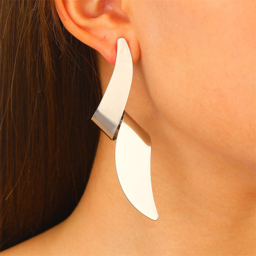 Silver Casual Daily Solid Color Irregular Earrings