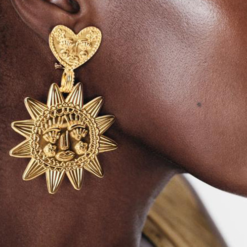 Gold Casual Daily Solid Color Patchwork Earrings