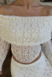 White Sexy Solid Color Patchwork See-Through Backless Off Shoulder Tops