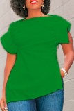 Yellow Casual Solid Patchwork Slit Zipper O Neck T-Shirts