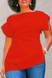 Yellow Casual Solid Patchwork Slit Zipper O Neck T-Shirts