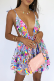 White Sexy Party Solid Color Sequins Lace Up Backless V Neck Sling Dresses