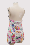 White Sexy Party Solid Color Sequins Chains Sling Dresses
