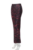 Fuchsia Casual Leopard Print Basic Bodycon High Waist Conventional Full Print Skirts
