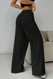 Grey Casual Solid Color Basic Regular Mid Waist Conventional Solid Color Trousers