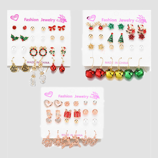 Colour Street Santa Claus Christmas Tree Hollow Out Earrings