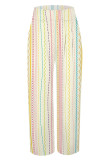 Camouflage Casual Camouflage Print Stripe Pocket High Waist Straight Loose Wide Leg Pants