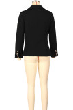 White Double-Breasted Slim Fit Blazer Notched Lapel Collar Long Sleeve Business Jacket