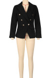 White Double-Breasted Slim Fit Blazer Notched Lapel Collar Long Sleeve Business Jacket