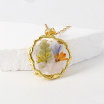 Purple Orange Casual Street Real flowers Patchwork Chains Necklaces