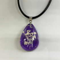 Purple Casual Real flowers Patchwork Contrast Necklaces
