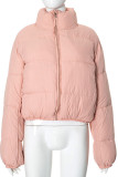 Black Casual Zipper Collar Long Sleeve Puffer Jackets