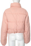 Black Casual Zipper Collar Long Sleeve Puffer Jackets