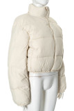Black Casual Zipper Collar Long Sleeve Puffer Jackets