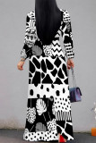 Cream White Casual Graphics Print V Neck Half Sleeve Strap Floor Length Design Vacation Long A Line Loose Maxi Dresses