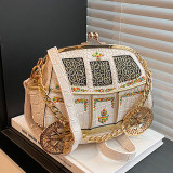 Red Casual Small Car Shaped Handbag With Embroidery Chain Top-Handle Crossbody