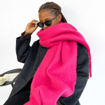Rose Red Casual Tassel Imitated Cashmere Material Winter Warm Scarf For Autumn Wrap Shawl