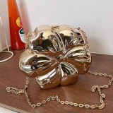 Gold Shaped Acrylic Hard Shell Flower Shape With Additional Metal Chain Women's Handheld Dinner Bag For Party