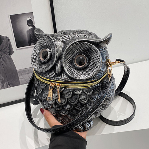 Grey Halloween Purse Owl Shape Clutch Chain Shoulder Bag Party Small Crossbody Bag Spooky Goth Horror Cute Purses