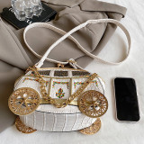 Red Casual Small Car Shaped Handbag With Embroidery Chain Top-Handle Crossbody