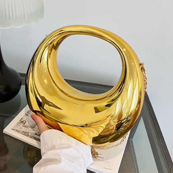 Gold Casual Mini Metallic Top Shoulder Handle Bag