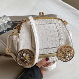 Red Casual Small Car Shaped Handbag With Embroidery Chain Top-Handle Crossbody