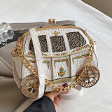 Red Casual Small Car Shaped Handbag With Embroidery Chain Top-Handle Crossbody