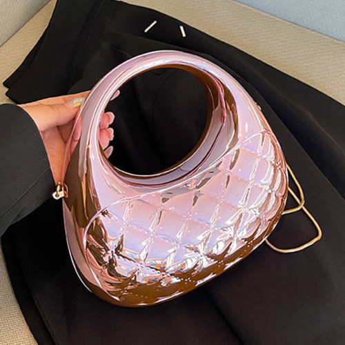 Pink Casual Iridescent Acrylic Handbag Chains Bags