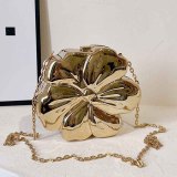 Gold Shaped Acrylic Hard Shell Flower Shape With Additional Metal Chain Women's Handheld Dinner Bag For Party