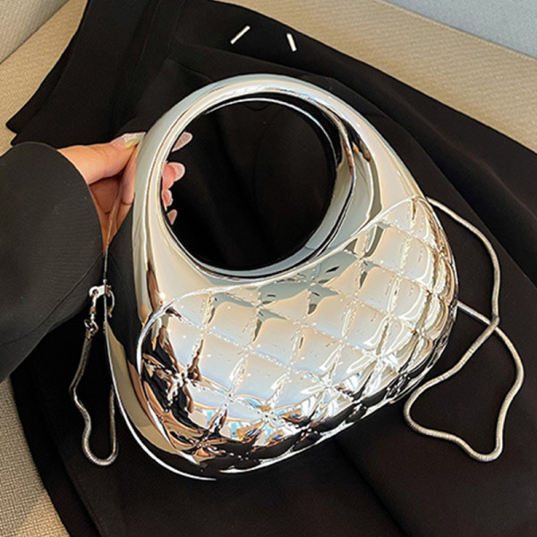 Silver Casual Iridescent Acrylic Handbag Chains Bags