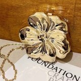 Gold Shaped Acrylic Hard Shell Flower Shape With Additional Metal Chain Women's Handheld Dinner Bag For Party