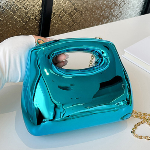 Blue Casual Iridescent Acrylic Handbag Chains Bags