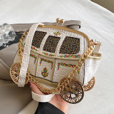 Red Casual Small Car Shaped Handbag With Embroidery Chain Top-Handle Crossbody