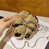 Gold Shaped Acrylic Hard Shell Flower Shape With Additional Metal Chain Women's Handheld Dinner Bag For Party
