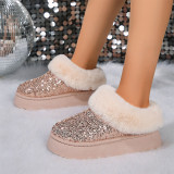 Gold Sparkly Snow Warm Fleece-Lined Short Boots