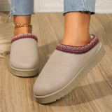 Grey Daily Closed Women Low Top Mini Boots Indoor Slippers