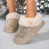 Gold Sparkly Snow Warm Fleece-Lined Short Boots