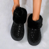 Gold Sparkly Snow Warm Fleece-Lined Short Boots