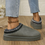 Grey Daily Closed Women Low Top Mini Boots Indoor Slippers