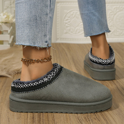 Grey Daily Closed Women Low Top Mini Boots Indoor Slippers