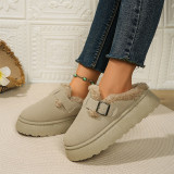 Black Daily Closed Fringed Fleece-Lined Thick-Soled Snow Boots House Slippers