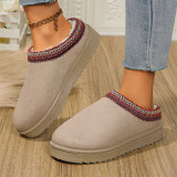 Grey Daily Closed Women Low Top Mini Boots Indoor Slippers