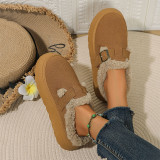 Black Daily Closed Fringed Fleece-Lined Thick-Soled Snow Boots House Slippers