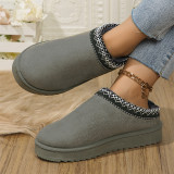 Grey Daily Closed Women Low Top Mini Boots Indoor Slippers