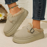 Black Daily Closed Fringed Fleece-Lined Thick-Soled Snow Boots House Slippers