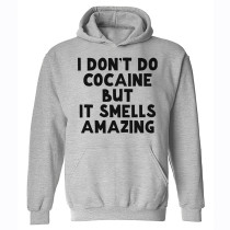 Light Gray I Don'T Do Cocaine But It Smells Amazing Print Men's Hoodie Sweatshirt