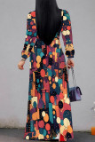 Multicolor Graphcis Print Strap Design V Neck Half Sleeve Cinch Waist Vacation Formal Party Evening Long A Line Maxi Dresses
