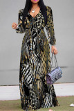 Multicolor Graphcis Print Strap Design V Neck Half Sleeve Cinch Waist Vacation Formal Party Evening Long A Line Maxi Dresses