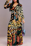 Multicolor Graphcis Print Strap Design V Neck Half Sleeve Cinch Waist Vacation Formal Party Evening Long A Line Maxi Dresses